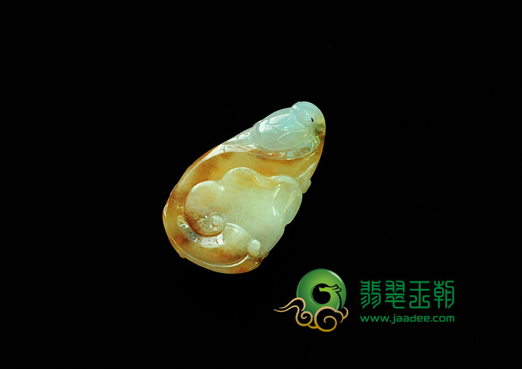 糯冰种黄翡缅甸翡翠一路连科挂件