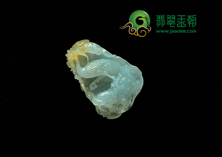 冰种晴水略带黄翡缅甸翡翠龟鹤延年挂件