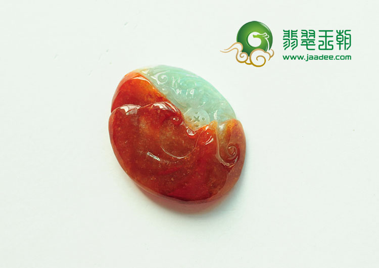 糯冰种红翡缅甸翡翠大展鸿图挂件