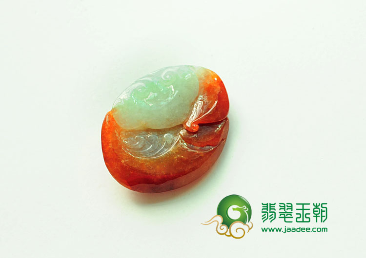 糯冰种红翡缅甸翡翠大展鸿图挂件
