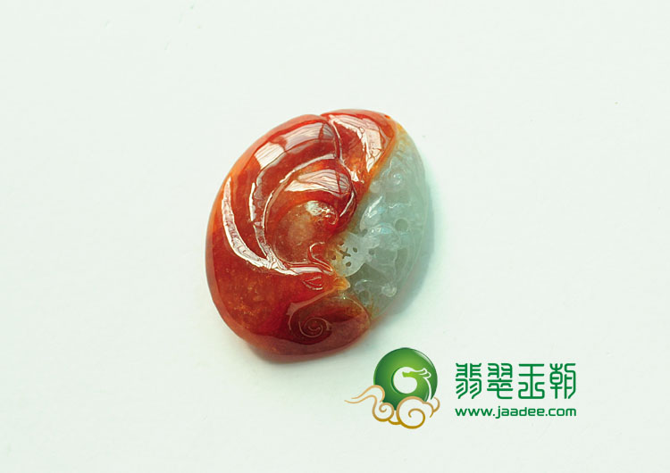 糯冰种红翡缅甸翡翠大展鸿图挂件