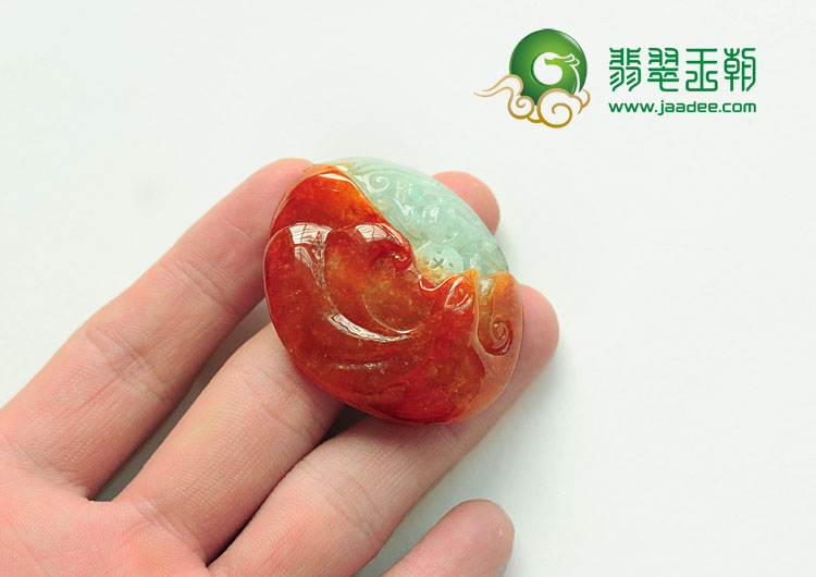 糯冰种红翡缅甸翡翠大展鸿图挂件