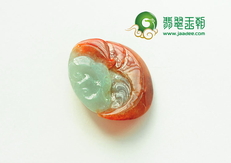糯冰种红翡缅甸翡翠大展鸿图挂件