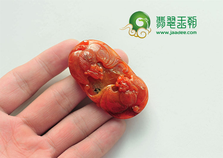 细糯种红翡缅甸翡翠福从天降挂件