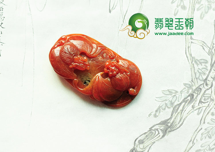 细糯种红翡缅甸翡翠福从天降挂件