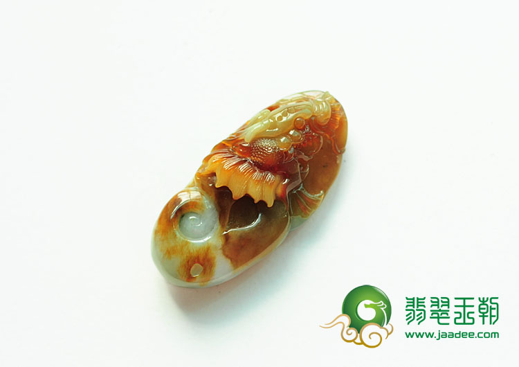 糯冰种黄翡缅甸翡翠龙头挂件
