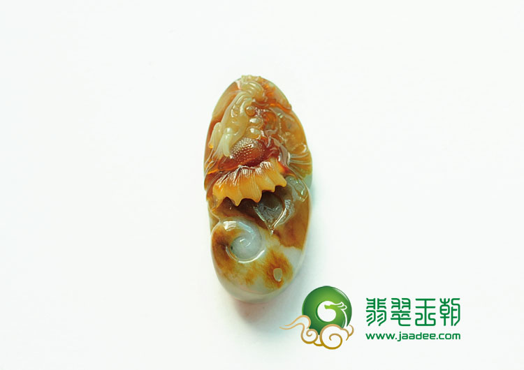 糯冰种黄翡缅甸翡翠龙头挂件