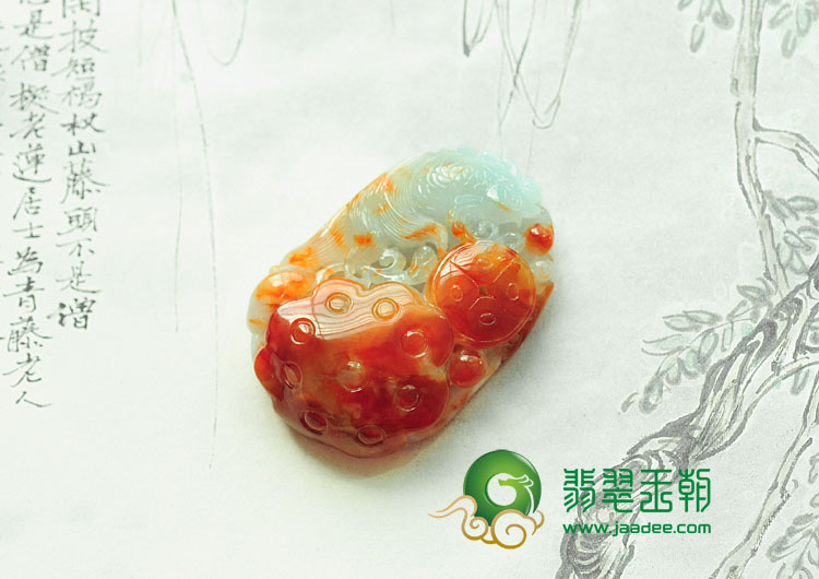 冰种红翡缅甸翡翠鲤鱼跳龙门挂件
