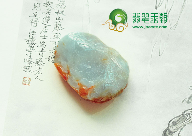 冰种红翡缅甸翡翠鲤鱼跳龙门挂件