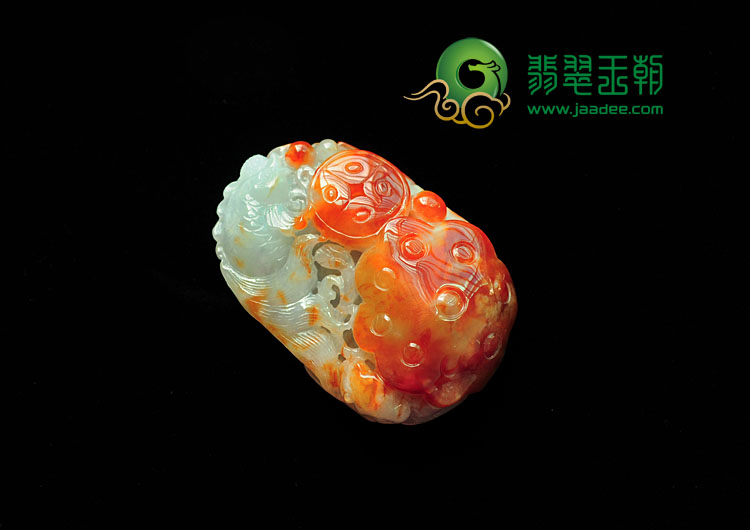 冰种红翡缅甸翡翠鲤鱼跳龙门挂件
