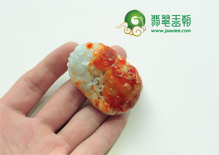 冰种红翡缅甸翡翠鲤鱼跳龙门挂件
