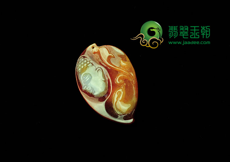 糯冰种红翡缅甸翡翠释迦牟尼头挂件