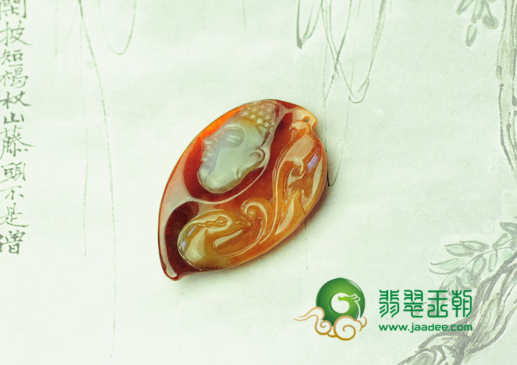 糯冰种红翡缅甸翡翠释迦牟尼头挂件