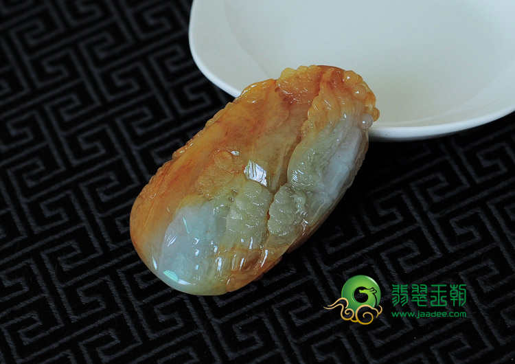 冰种黄翡缅甸翡翠鸟语花香挂件