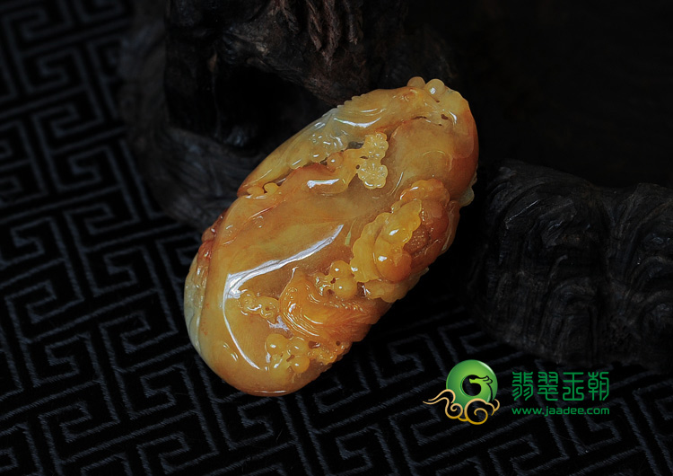冰种黄翡缅甸翡翠鸟语花香挂件