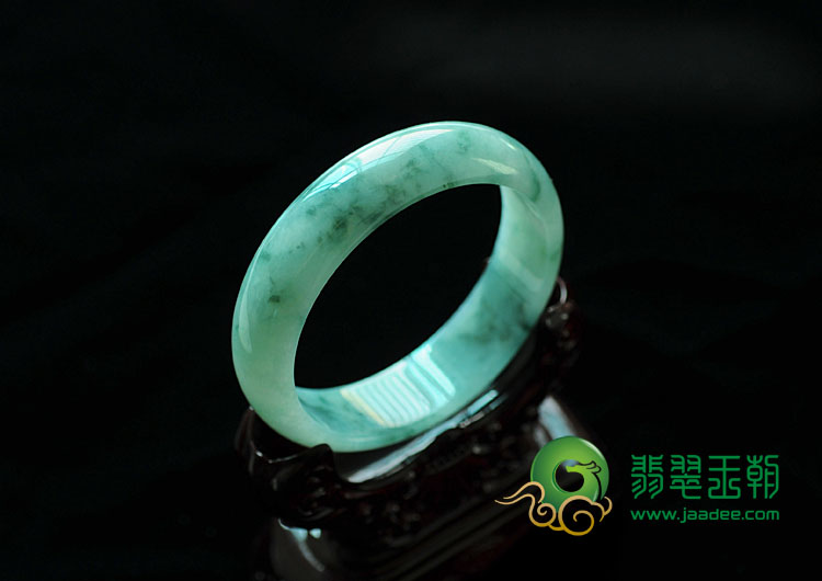 糯冰种飘花缅甸翡翠手镯(59.3mm)