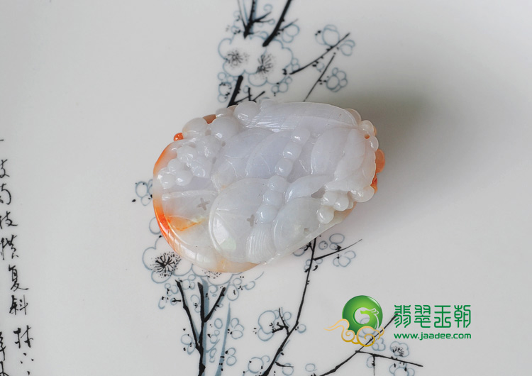 细糯种红翡缅甸翡翠富贵双喜挂件