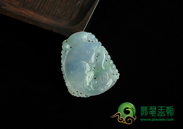 冰种春带彩缅甸翡翠年年有余挂件