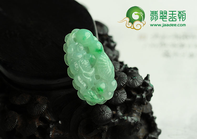 冰种翠色缅甸翡翠金玉满堂挂件