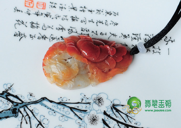 糯冰种红黄翡缅甸翡翠英明神武挂件