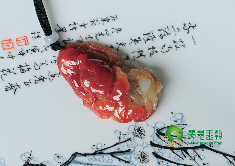 糯冰种红黄翡缅甸翡翠英明神武挂件