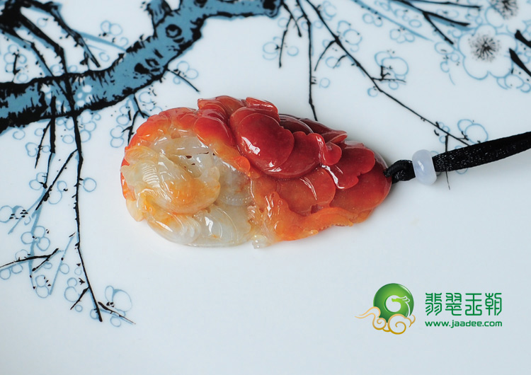 糯冰种红黄翡缅甸翡翠英明神武挂件