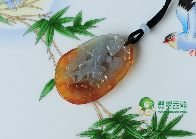糯冰种红翡缅甸翡翠富贵双喜挂件
