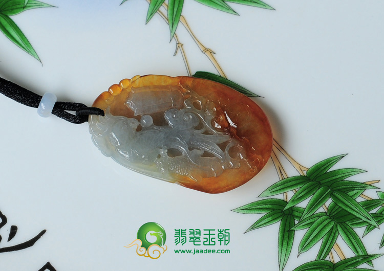 糯冰种红翡缅甸翡翠富贵双喜挂件