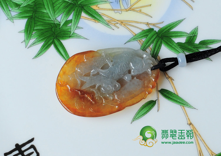 糯冰种红翡缅甸翡翠富贵双喜挂件