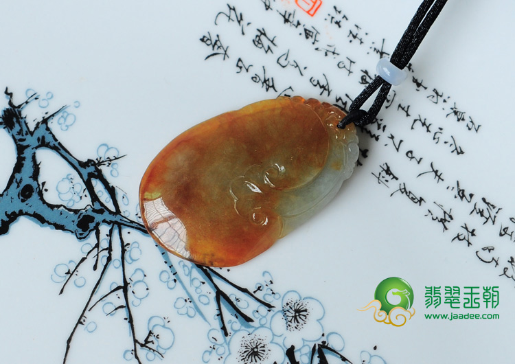 糯冰种红翡缅甸翡翠富贵双喜挂件