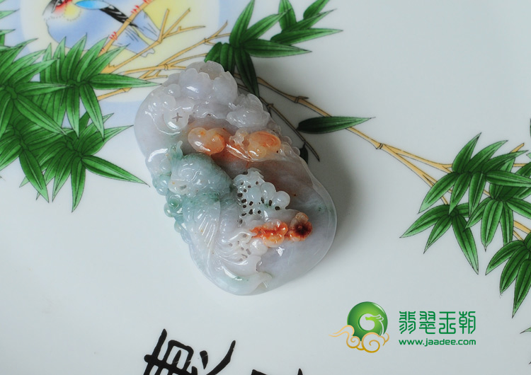 糯冰种三彩缅甸翡翠英明神武挂件