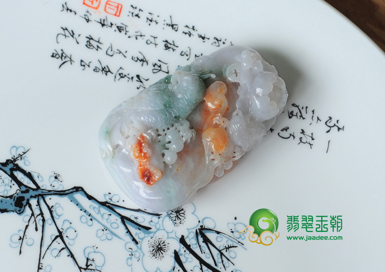 糯冰种三彩缅甸翡翠英明神武挂件