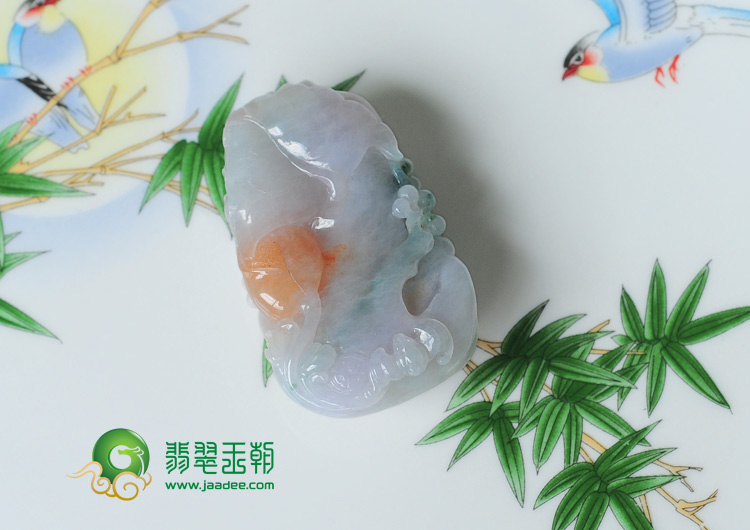 糯冰种三彩缅甸翡翠英明神武挂件