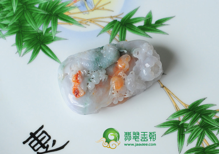糯冰种三彩缅甸翡翠英明神武挂件