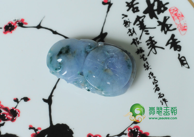 糯冰种紫罗兰飘花缅甸翡翠一路连科挂件