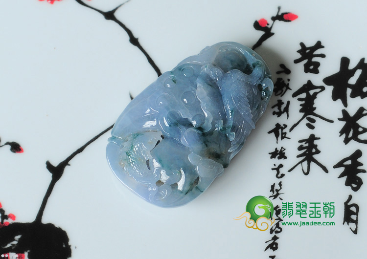 糯冰种紫罗兰飘花缅甸翡翠一路连科挂件