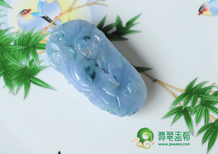 糯冰种紫罗兰飘花缅甸翡翠富贵花开挂件