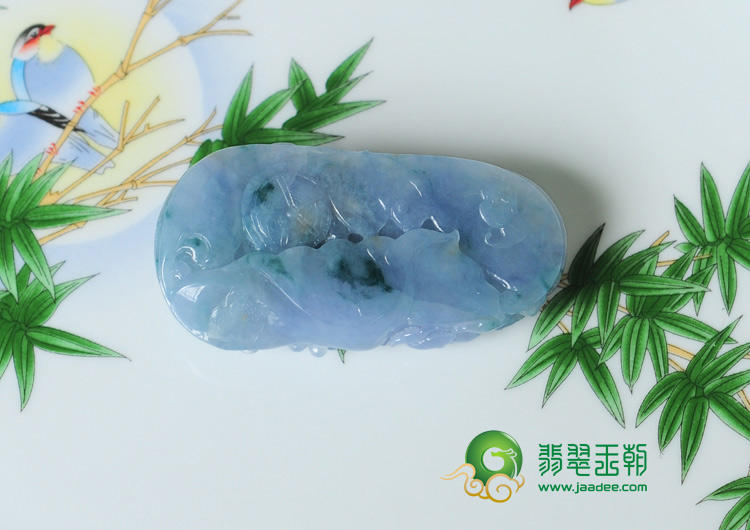 糯冰种紫罗兰飘花缅甸翡翠富贵花开挂件
