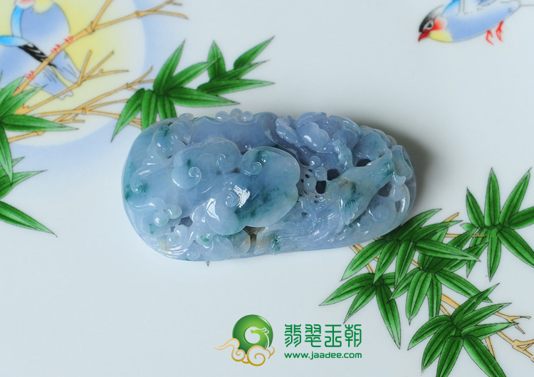 糯冰种紫罗兰飘花缅甸翡翠富贵花开挂件