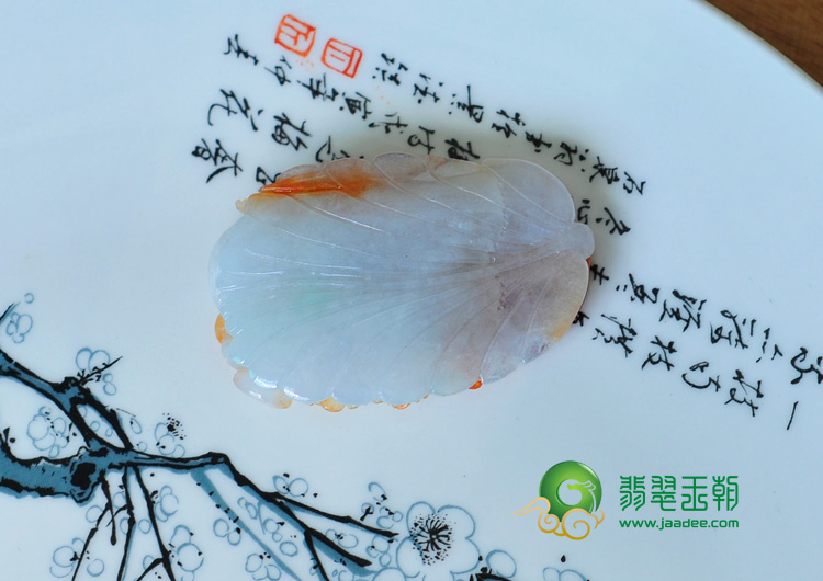 糯冰种红翡缅甸翡翠富贵花开挂件