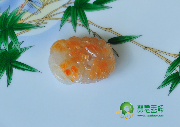 糯冰种红黄翡缅甸翡翠英明神武挂件