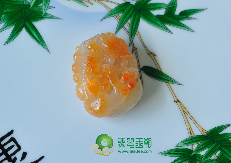 糯冰种红黄翡缅甸翡翠英明神武挂件
