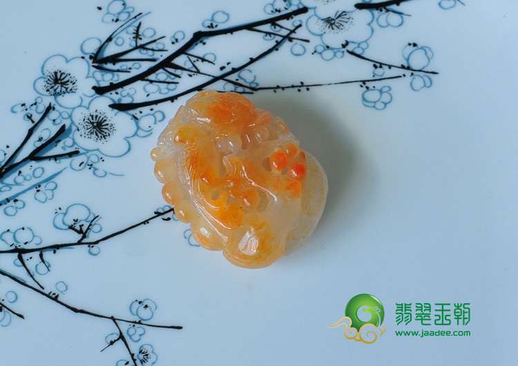 糯冰种红黄翡缅甸翡翠英明神武挂件