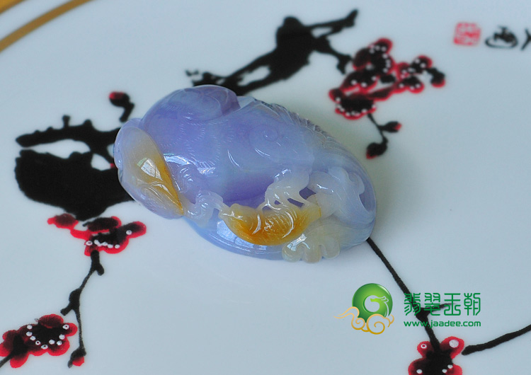 糯冰种紫罗兰黄翡缅甸翡翠英明神武挂件