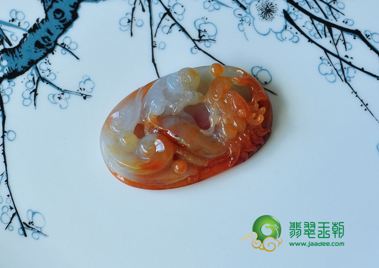 糯冰种红翡缅甸翡翠望子成龙挂件