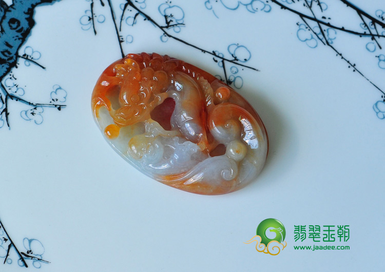 糯冰种红翡缅甸翡翠望子成龙挂件