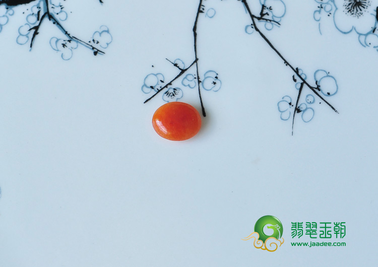 糯冰种红翡缅甸翡翠戒面