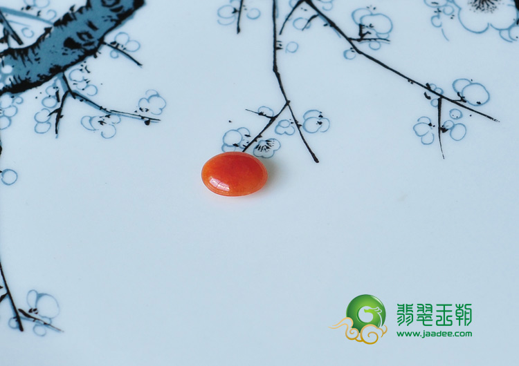 糯冰种红翡缅甸翡翠戒面