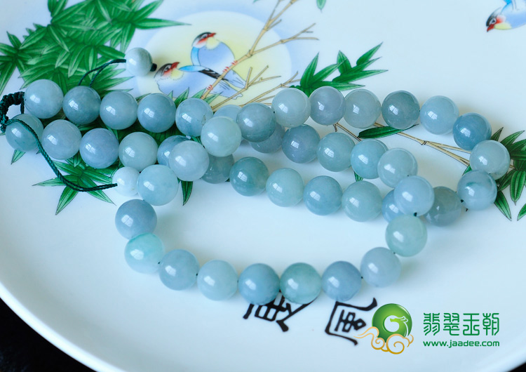 糯冰种紫罗兰略飘花缅甸翡翠项链