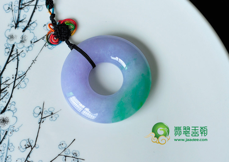 糯冰种春带彩缅甸翡翠路路通挂件